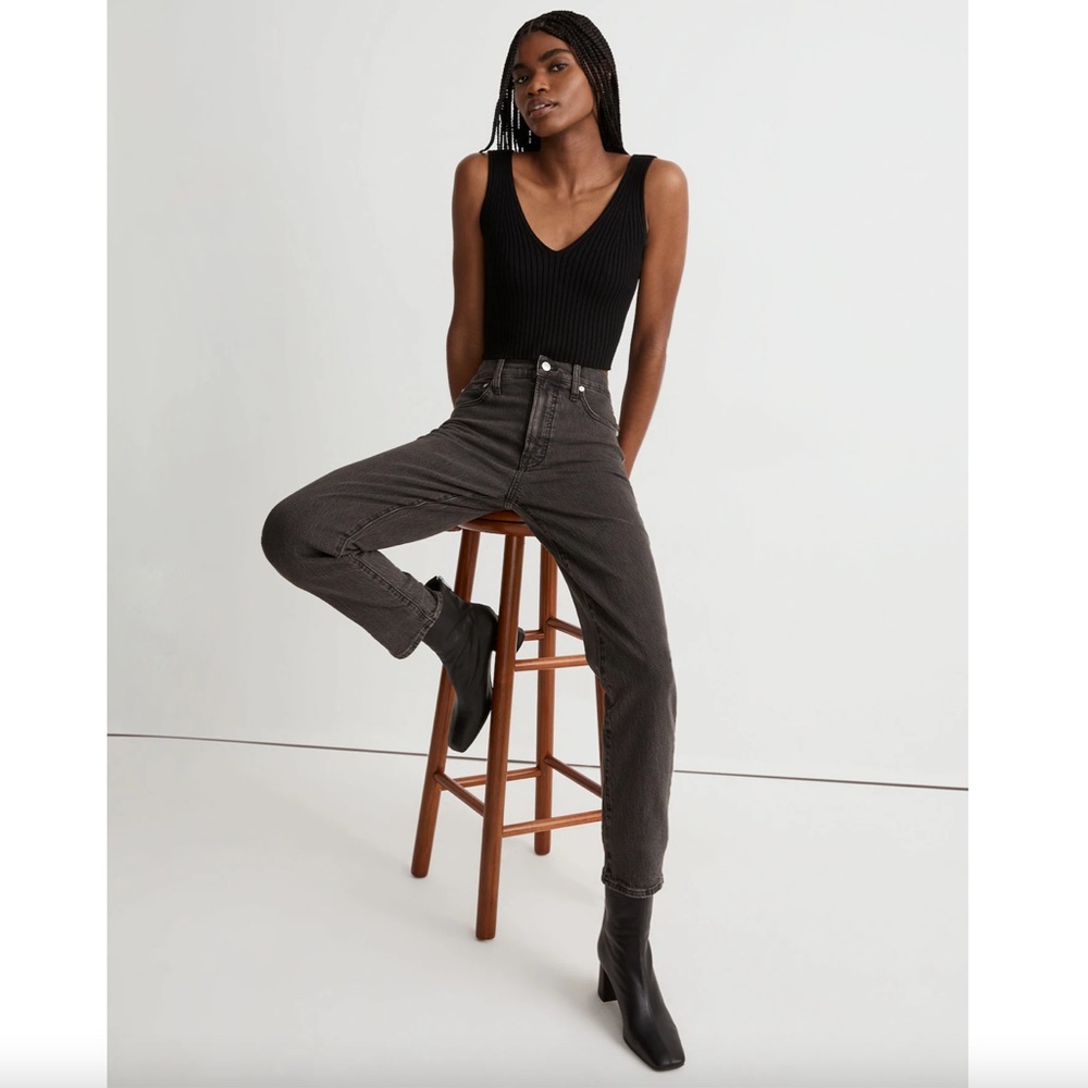 Madewell The Perfect Vintage Jean in Lunar Wash Black Size 24 Mom Jeans 90s